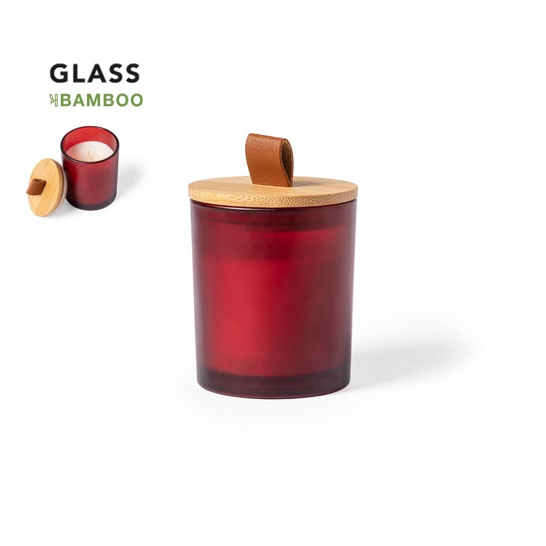 Vela aromática em frasco de vidro com tampa de bamboo