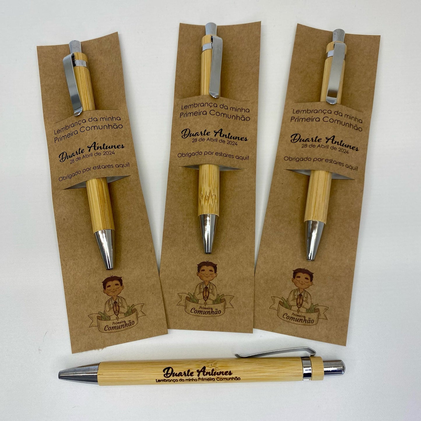 Canetas Personalizadas com suporte em Kraft (10 Unidades)