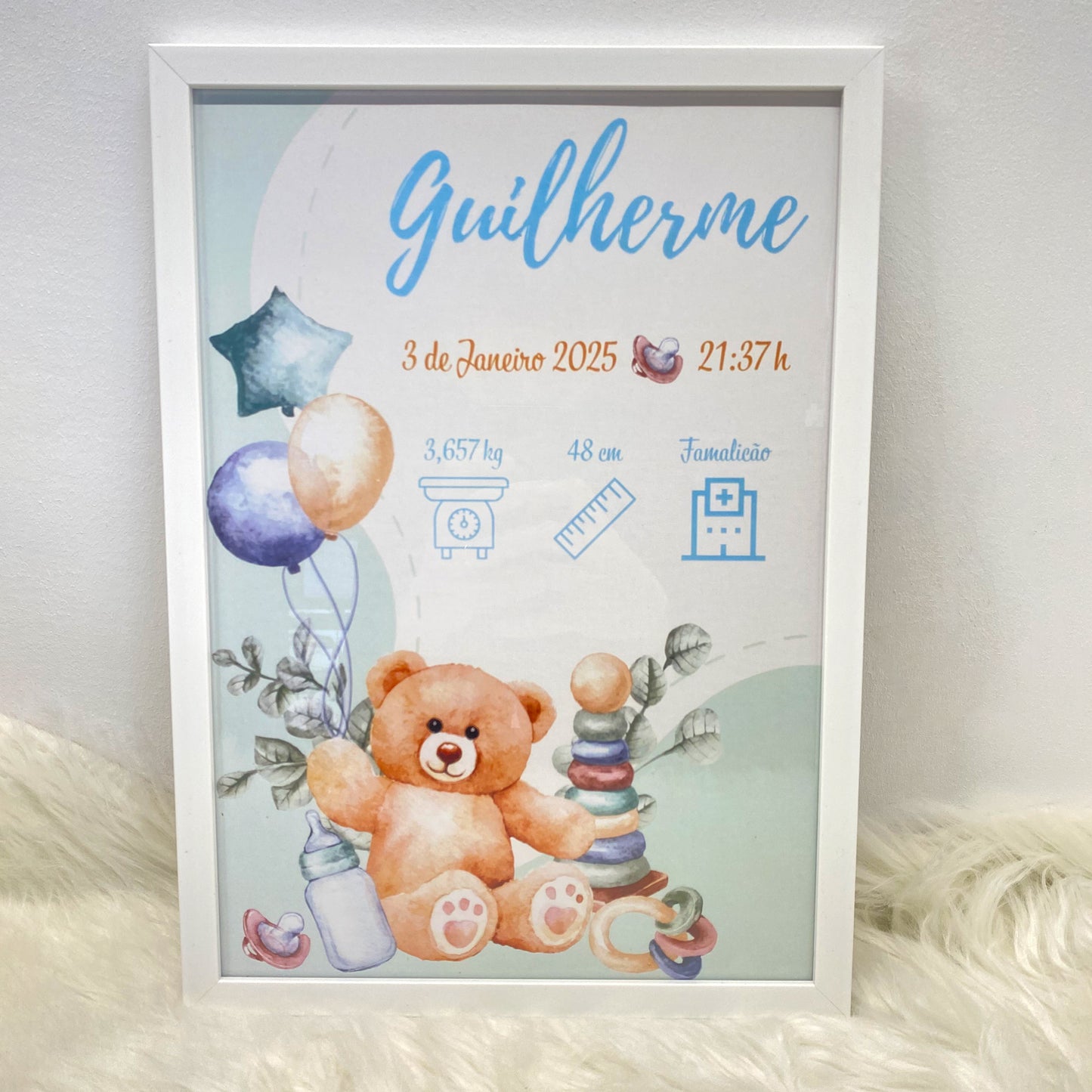 Quadro Nascimento A4 borda branca