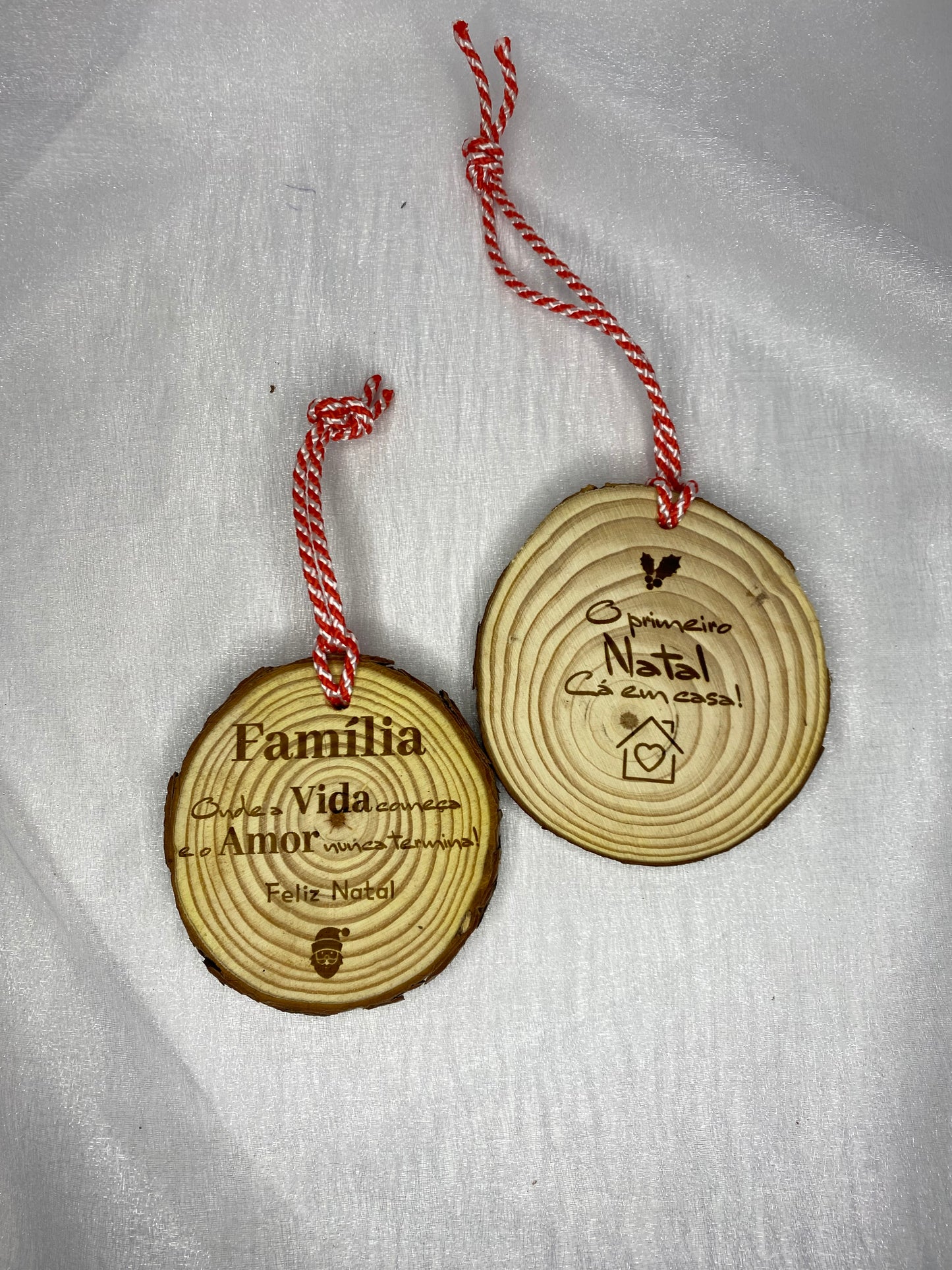 Enfeite de Natal Tronco de Madeira personalizado