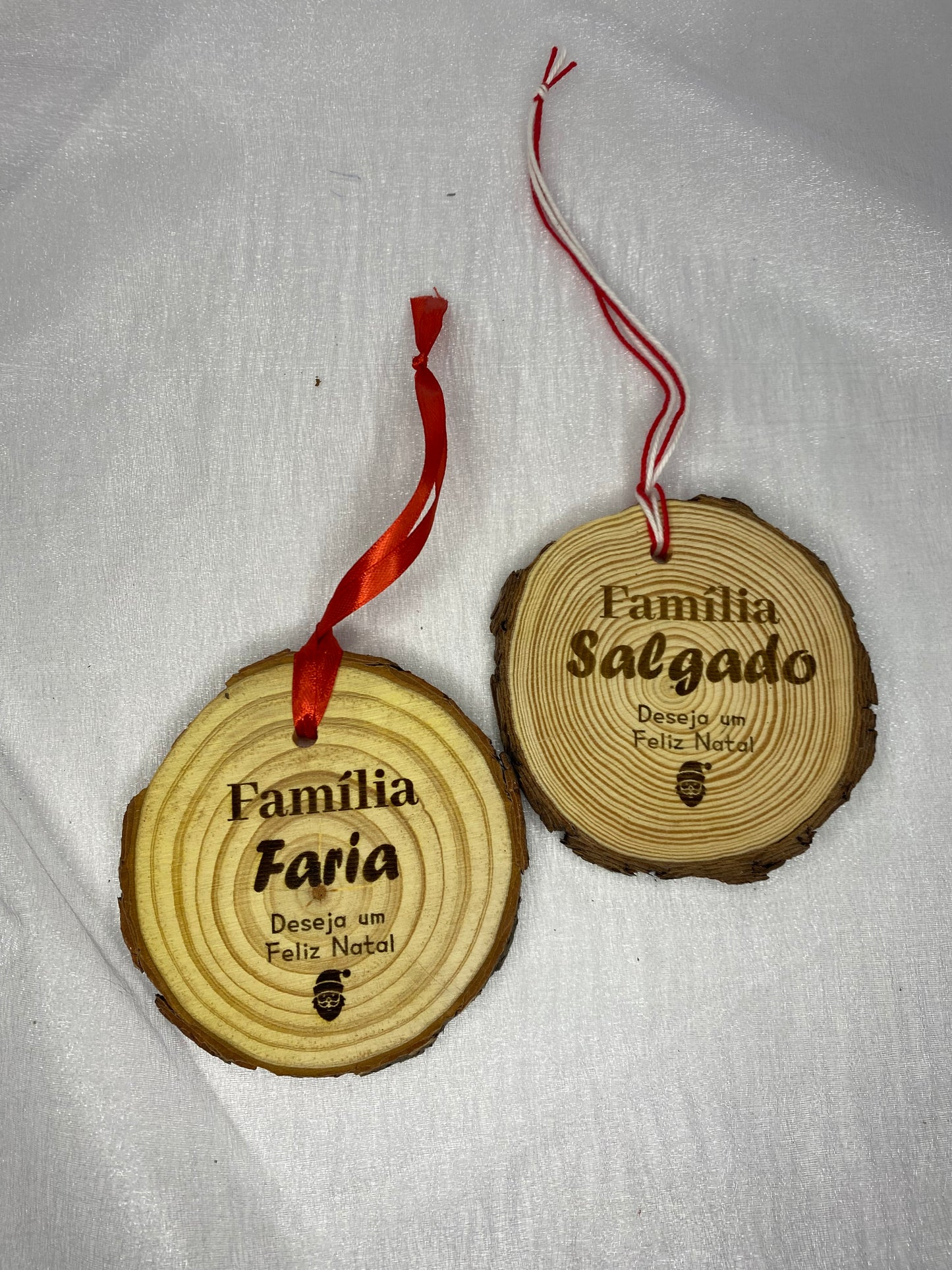 Enfeite de Natal Tronco de Madeira personalizado