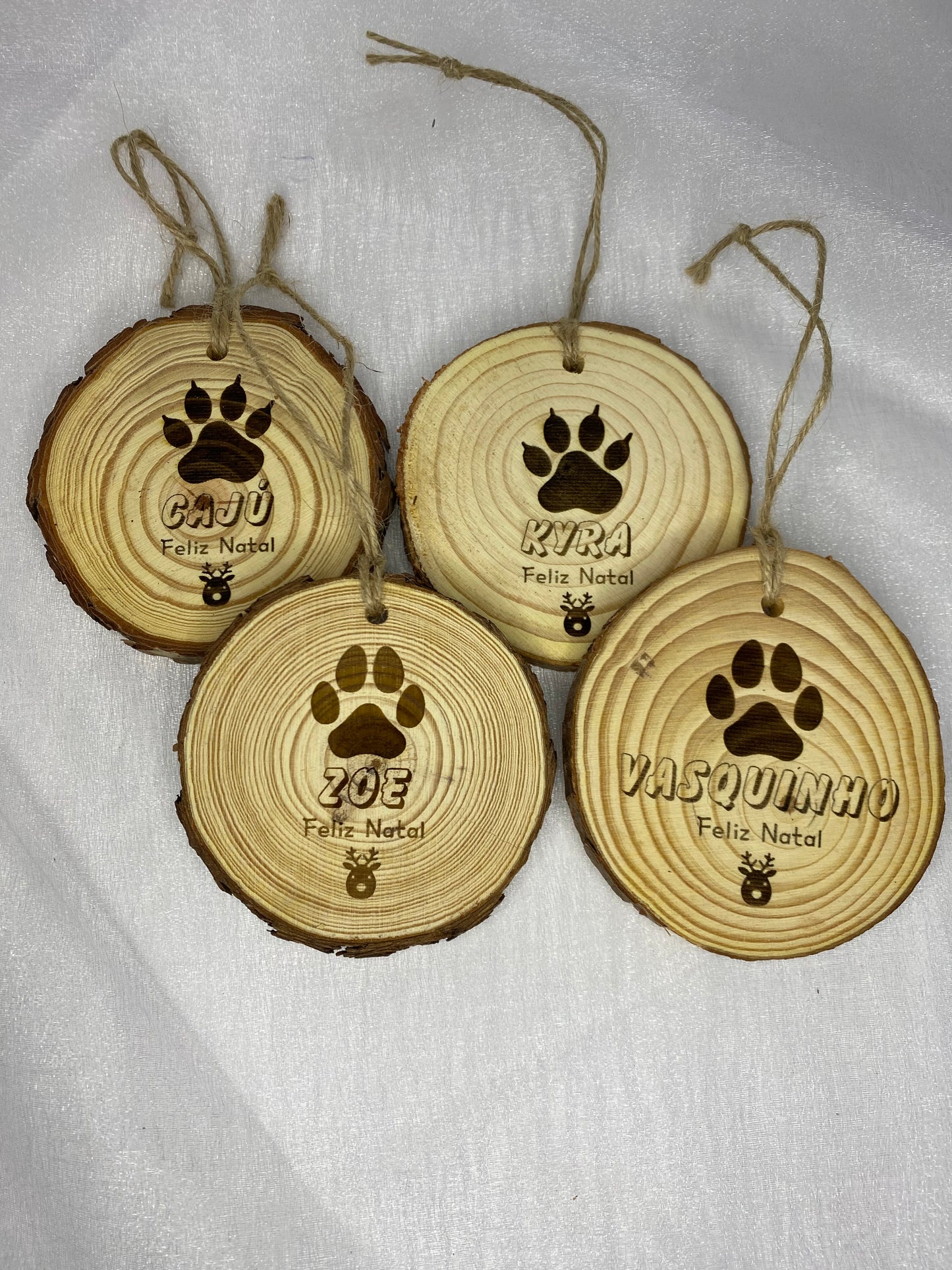 Enfeite de Natal Tronco de Madeira personalizado