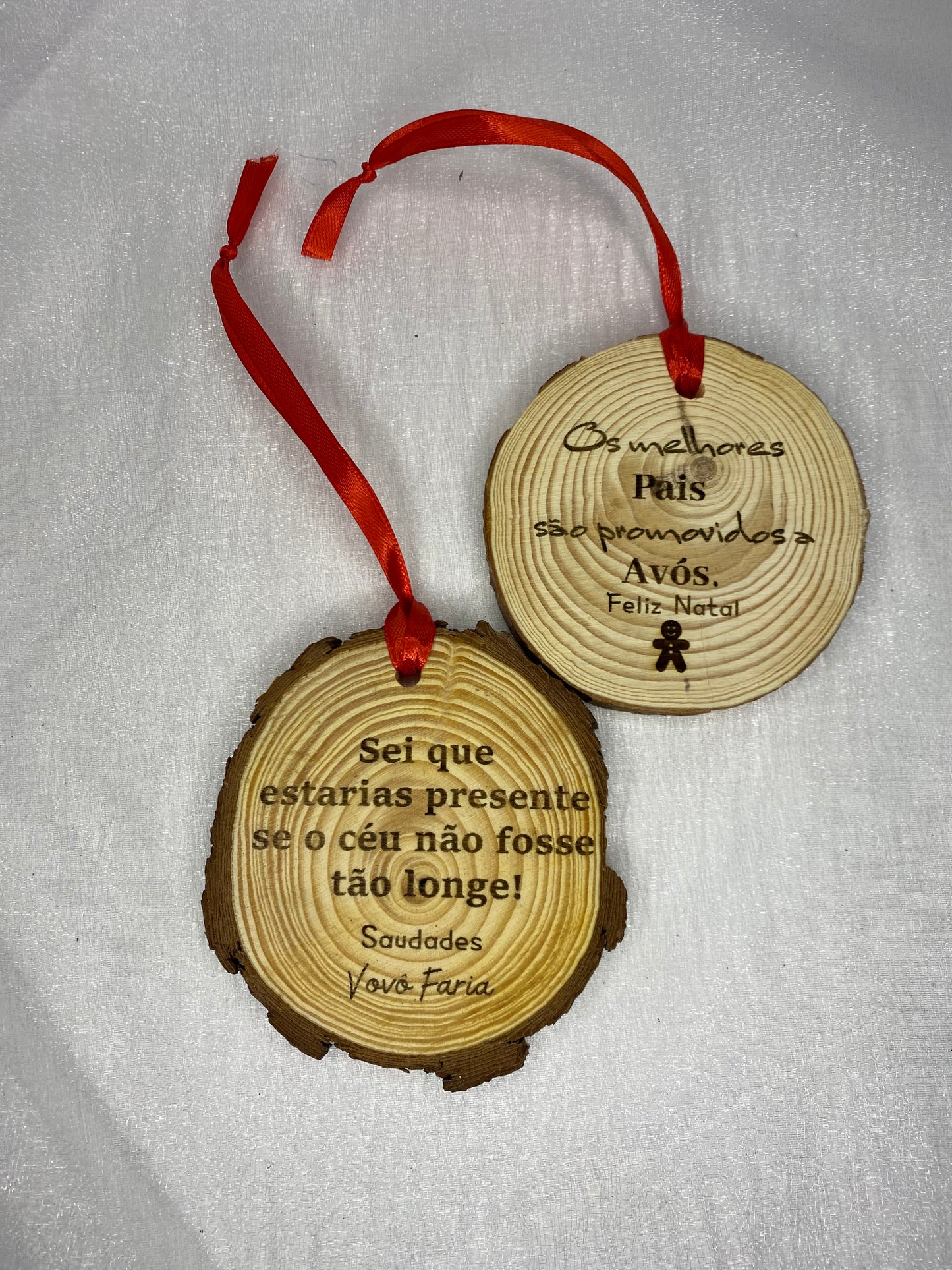 Enfeite de Natal Tronco de Madeira personalizado