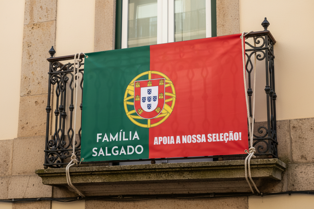 Bandeira Personalizada de Apoio à Seleção de Portugal